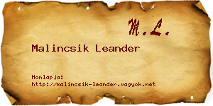 Malincsik Leander névjegykártya